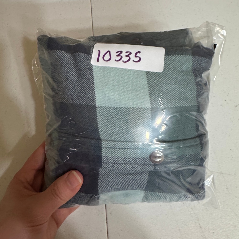 LL Bean Top Womens L Teal Navy Plaid Relaxed Fit Flannel Shirt Cotton Country - Picture 11 of 12